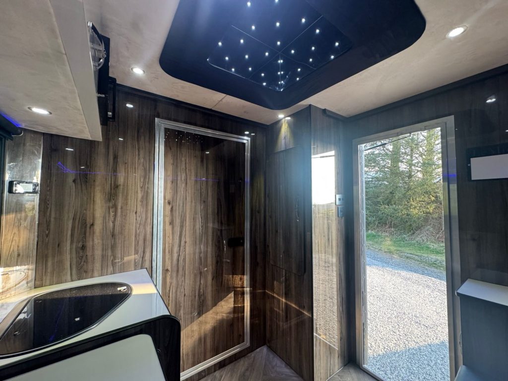 Star lighting design in a Piper Horseboxes Ltd custom interior. Perfect for equestrian travel.