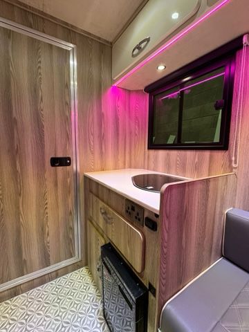 Pink lighting inside perfect equestrian horsebox