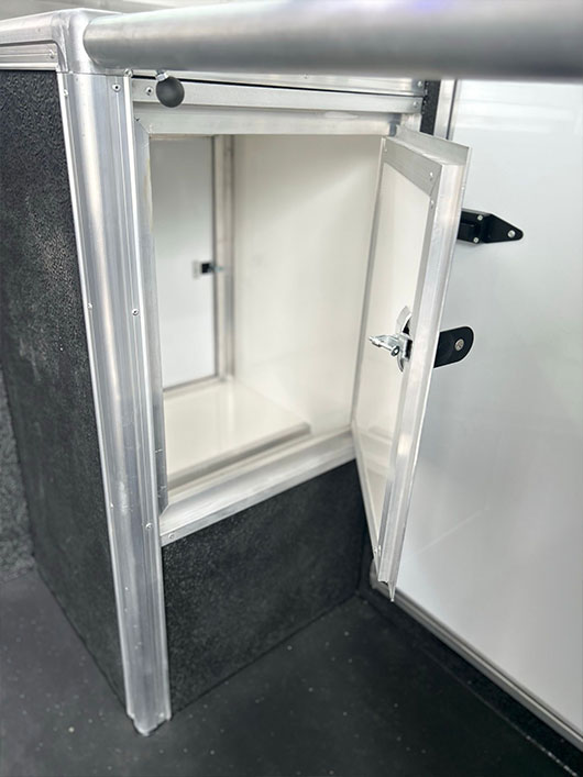 Storage compartment inside horsebox